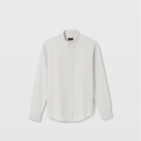 Club Monaco Slim Fit Heathered Waffle Textured Linen Style Shirt Sz. L - Picture 1 of 12